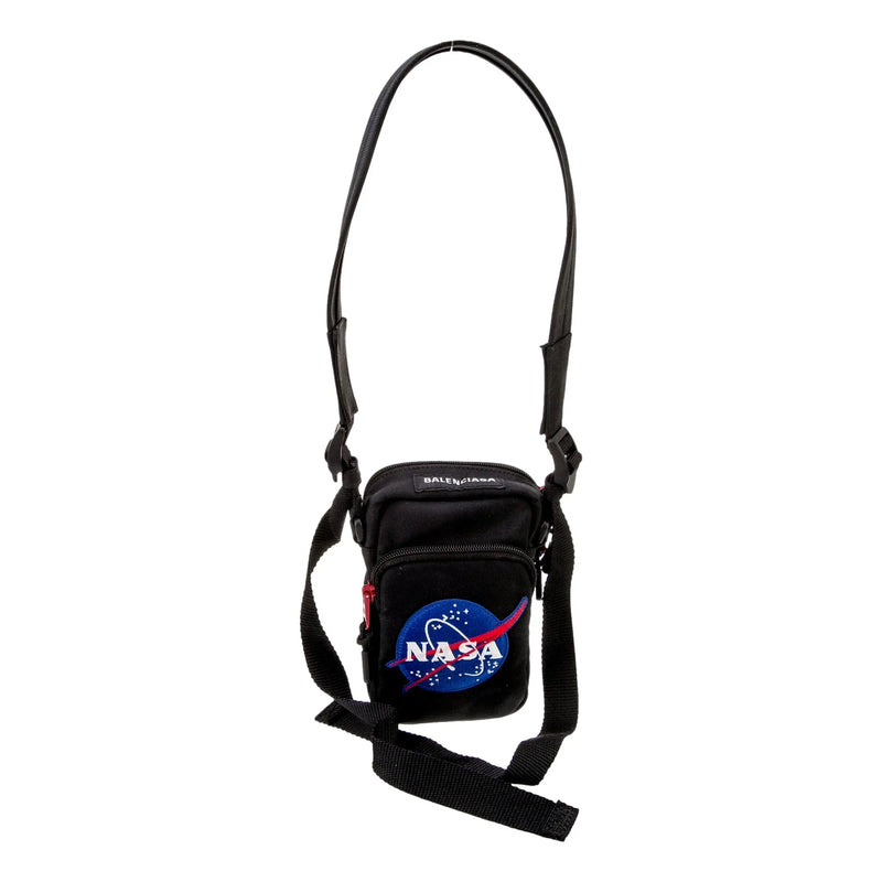 Balenciaga Nasa Logo Phone Holder Crossbody Bag Black Recycled Nylon