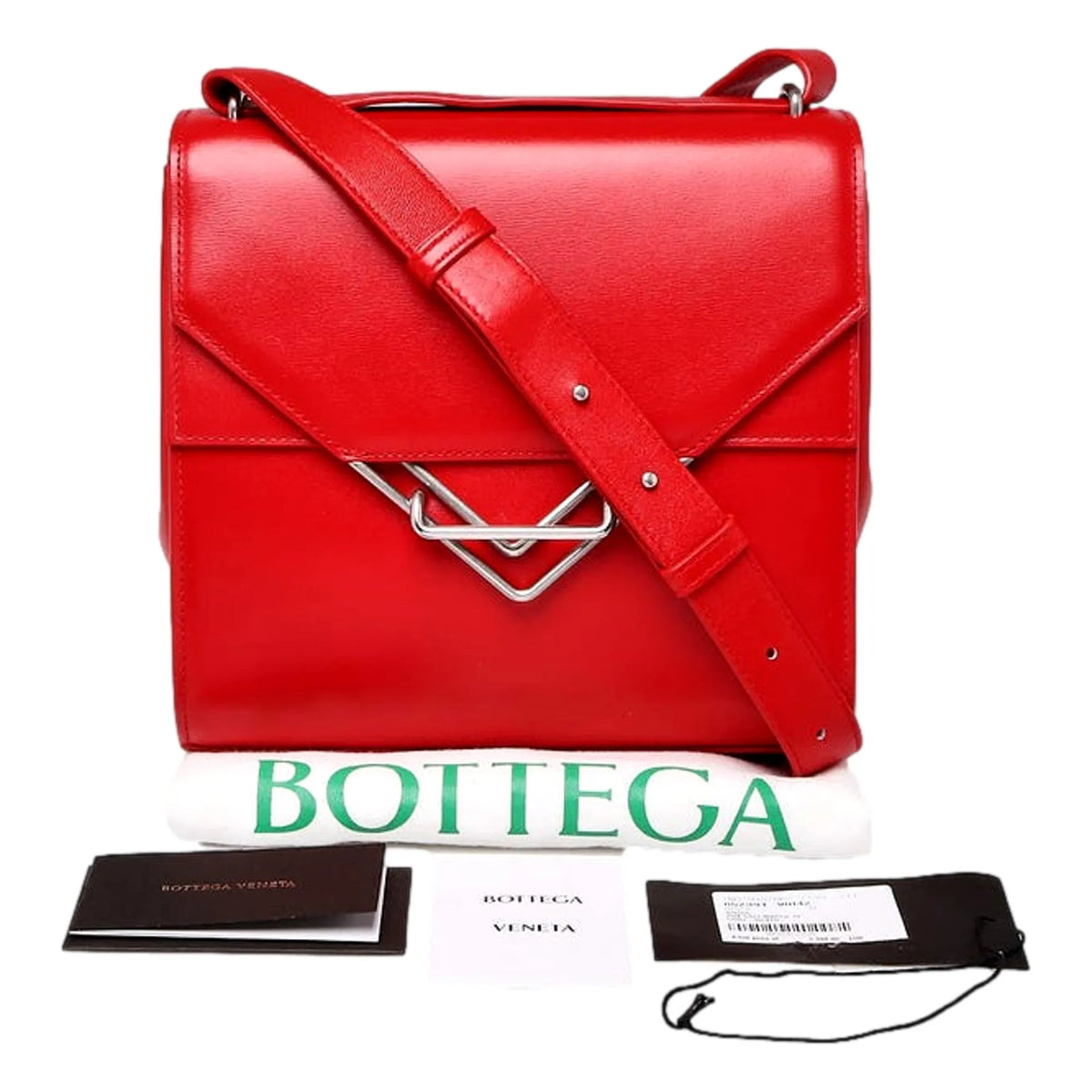 Bottega Veneta The Clip Womens Shoulder and Crossbody Bag Chili Red Calfskin Leather