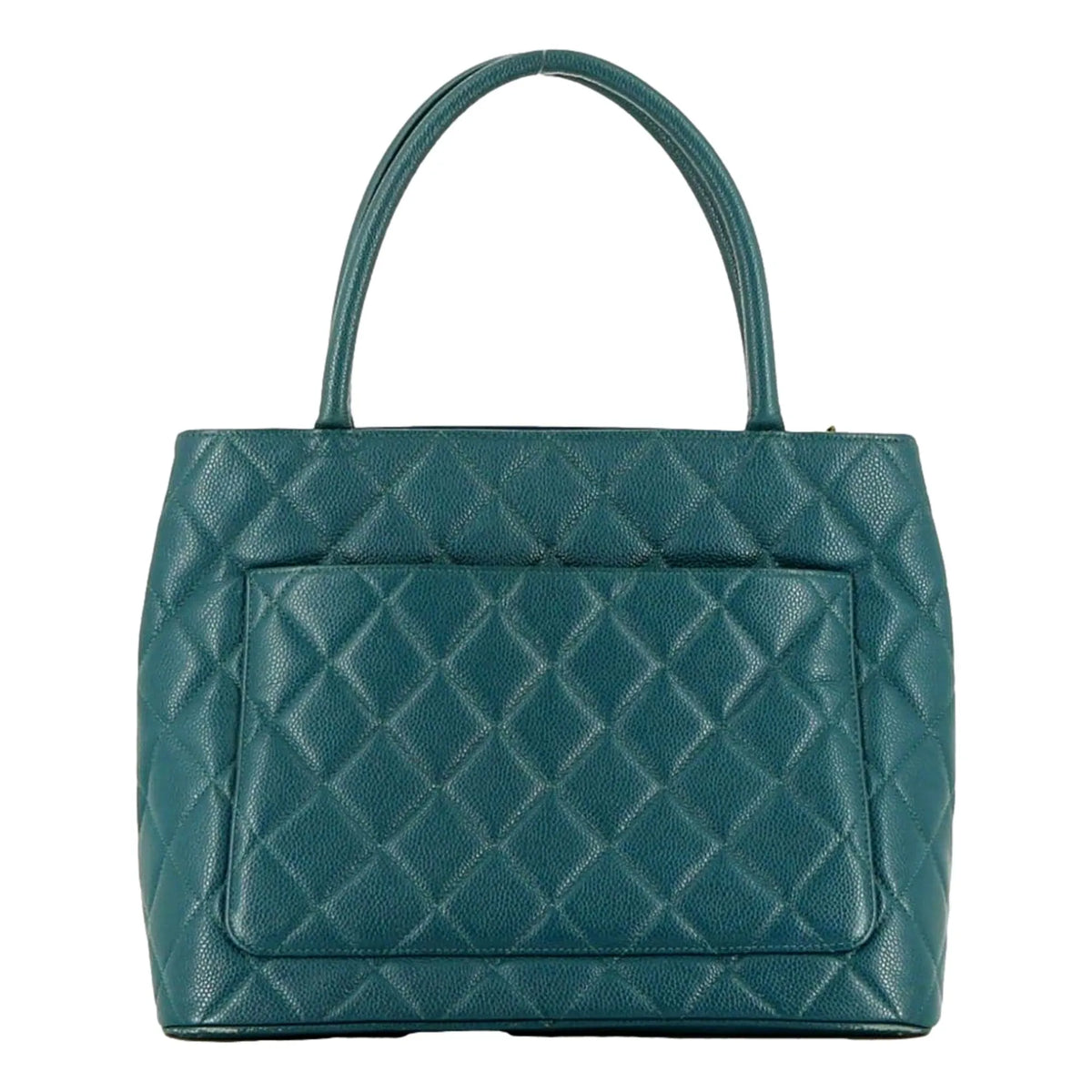 Chanel Caviar Medallion Tote Bag Teal Blue