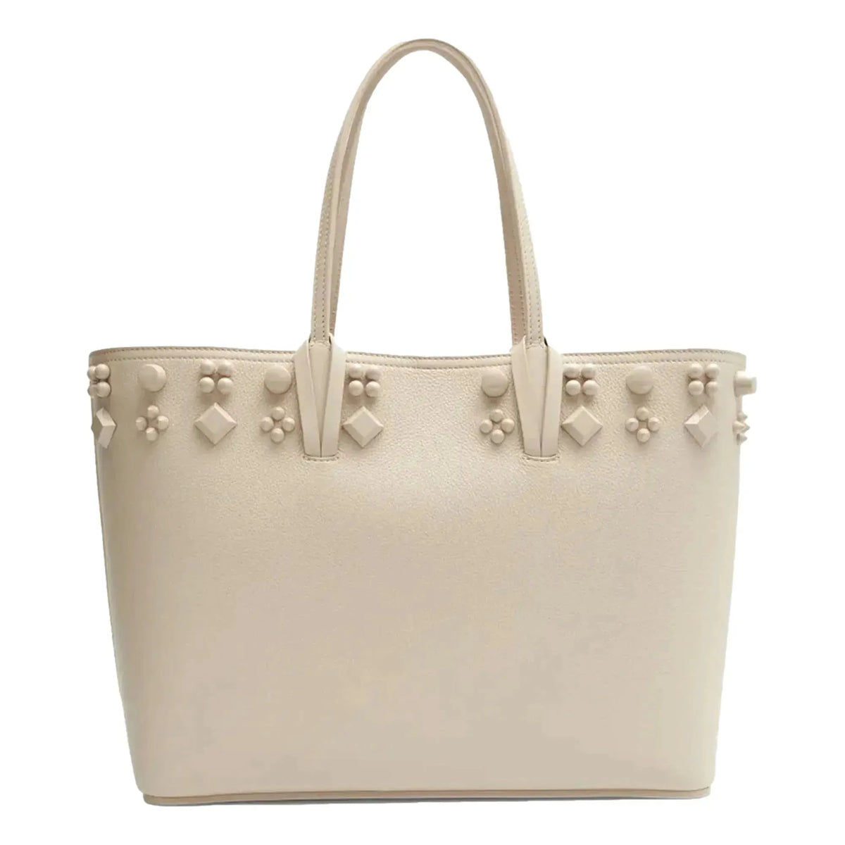 Christian Louboutin Cabata Spike Large Tote Shoulder Bag Leche Ivory