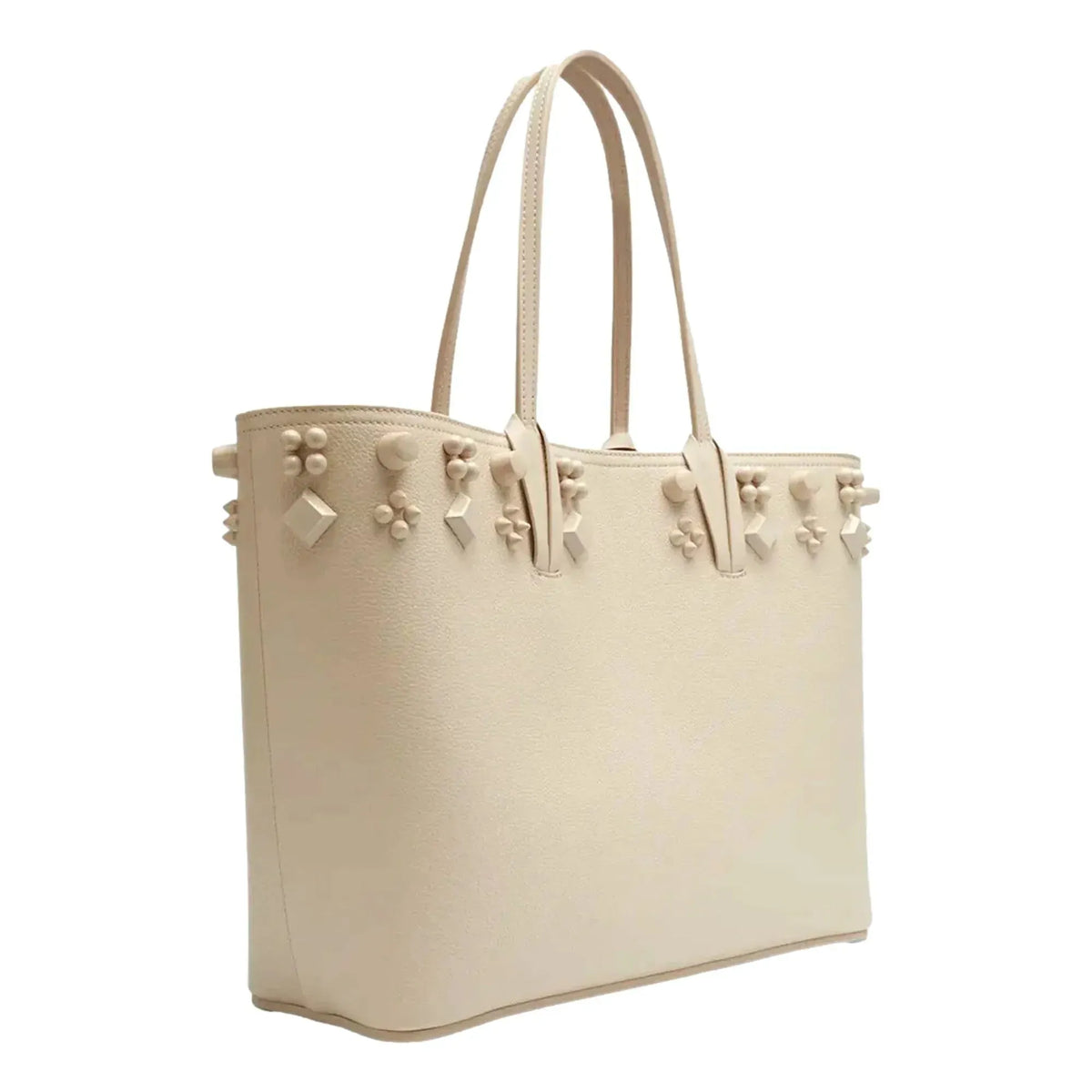 Christian Louboutin Cabata Spike Large Tote Shoulder Bag Leche Ivory