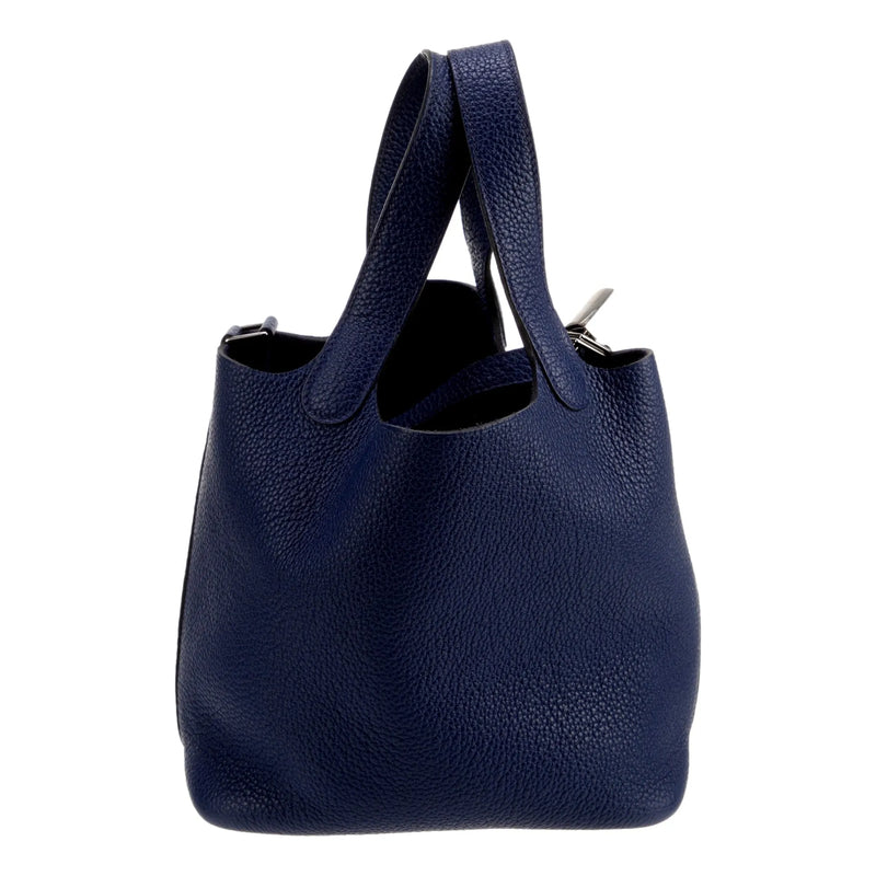 Hermes Picotin 18 Veau Taurillon Clemence Leather Bleu Nuit