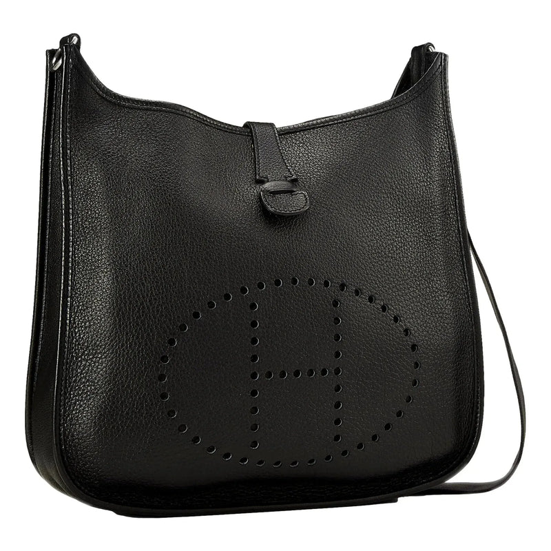 Hermes Evelyne PM Shoulder Bag Taurillon Clemence Calfskin SHW Noir Black