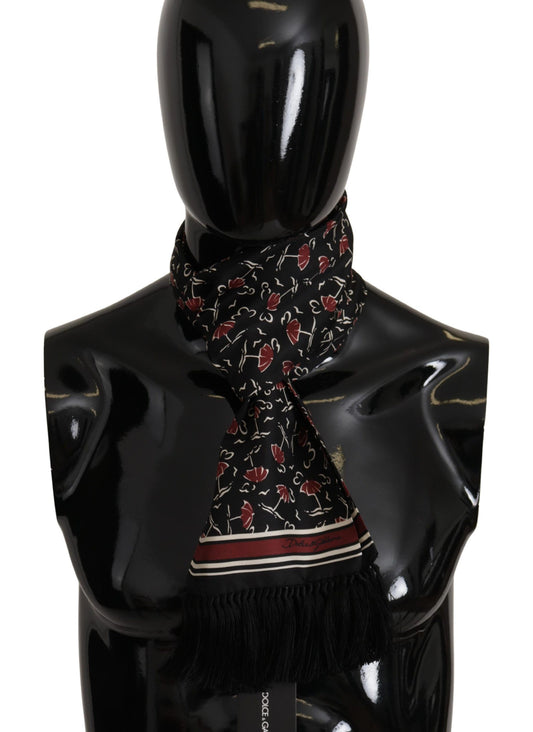 Dolce & Gabbana Elegant Silk Men's Scarf Wrap - Black and Red