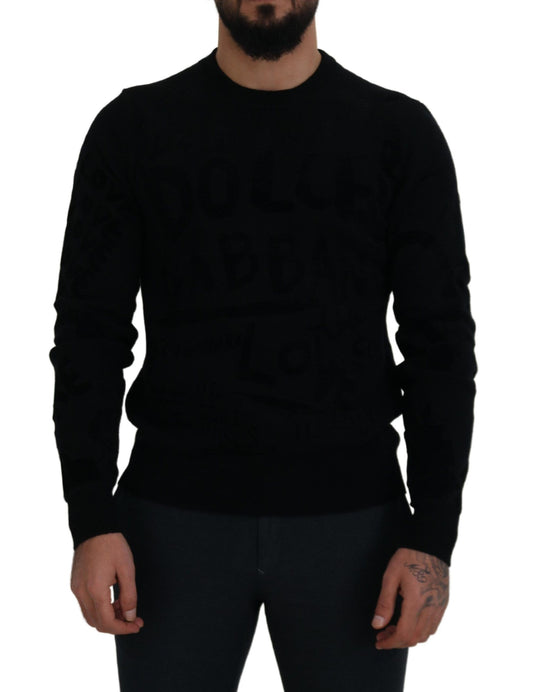 Dolce & Gabbana Elegant Black Logo Wool Sweater