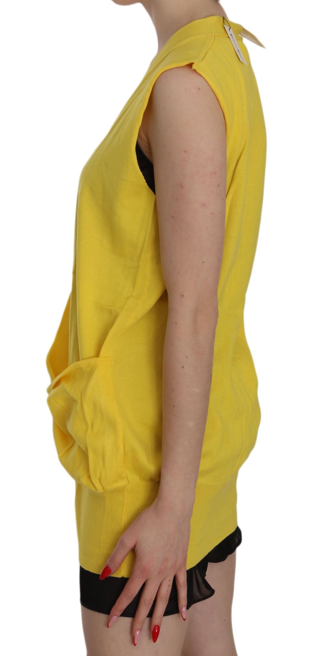 PINK MEMORIES Elegant Yellow Sleeveless Cotton Vest