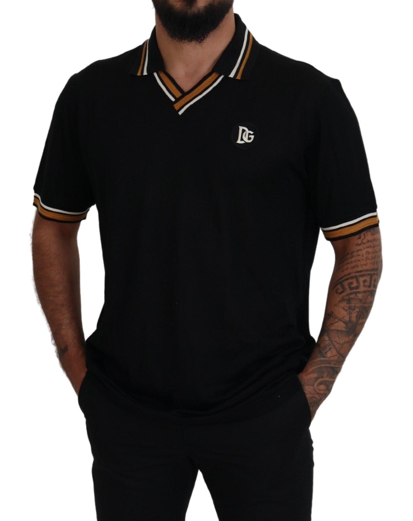 Dolce & Gabbana Elegant Black Silk Polo T-Shirt