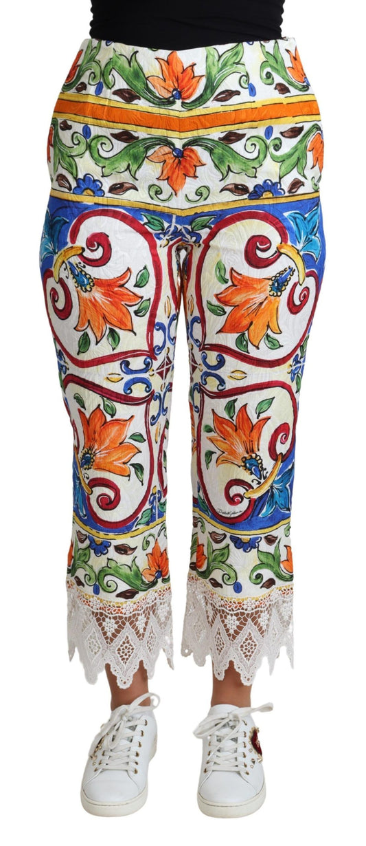 Dolce & Gabbana Majolica High Waist Cropped Trousers