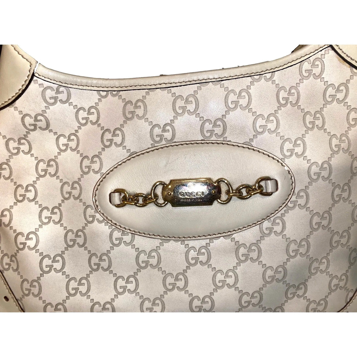 Gucci White Guccissima Leather Punch Hobo