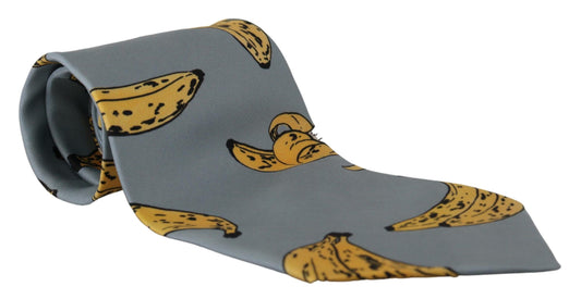 Dolce & Gabbana Elegant Blue Banana Print Silk Tie