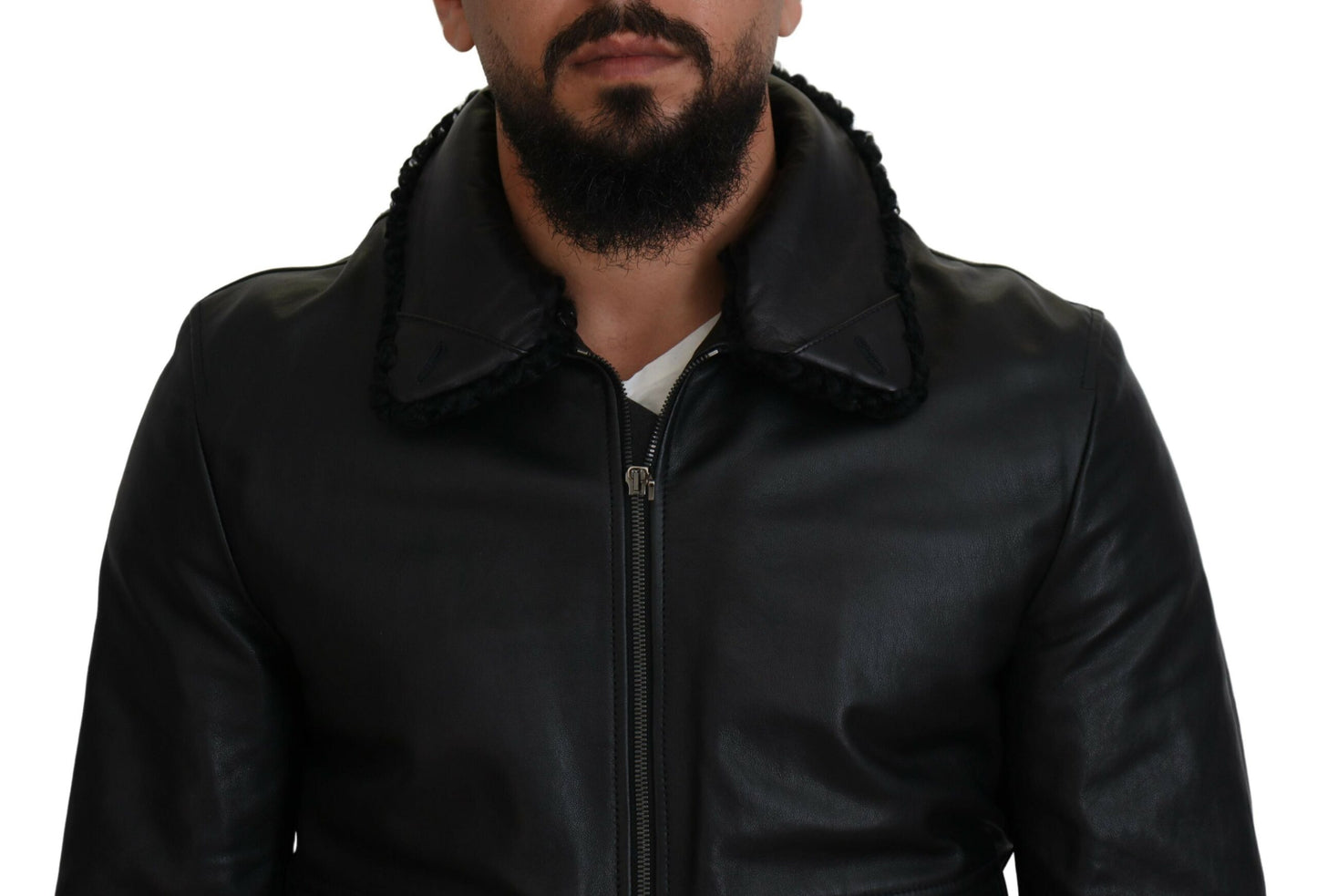 Dolce & Gabbana Chic Black Leather Silk-Lined Jacket
