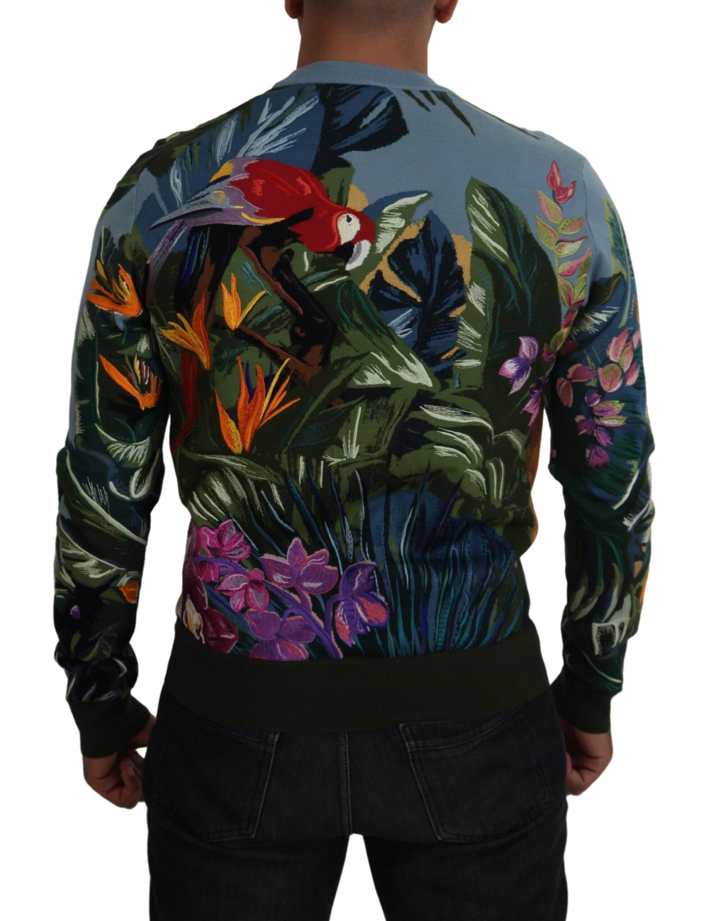 Dolce & Gabbana Jungle Embroidered Wool Silk Sweater