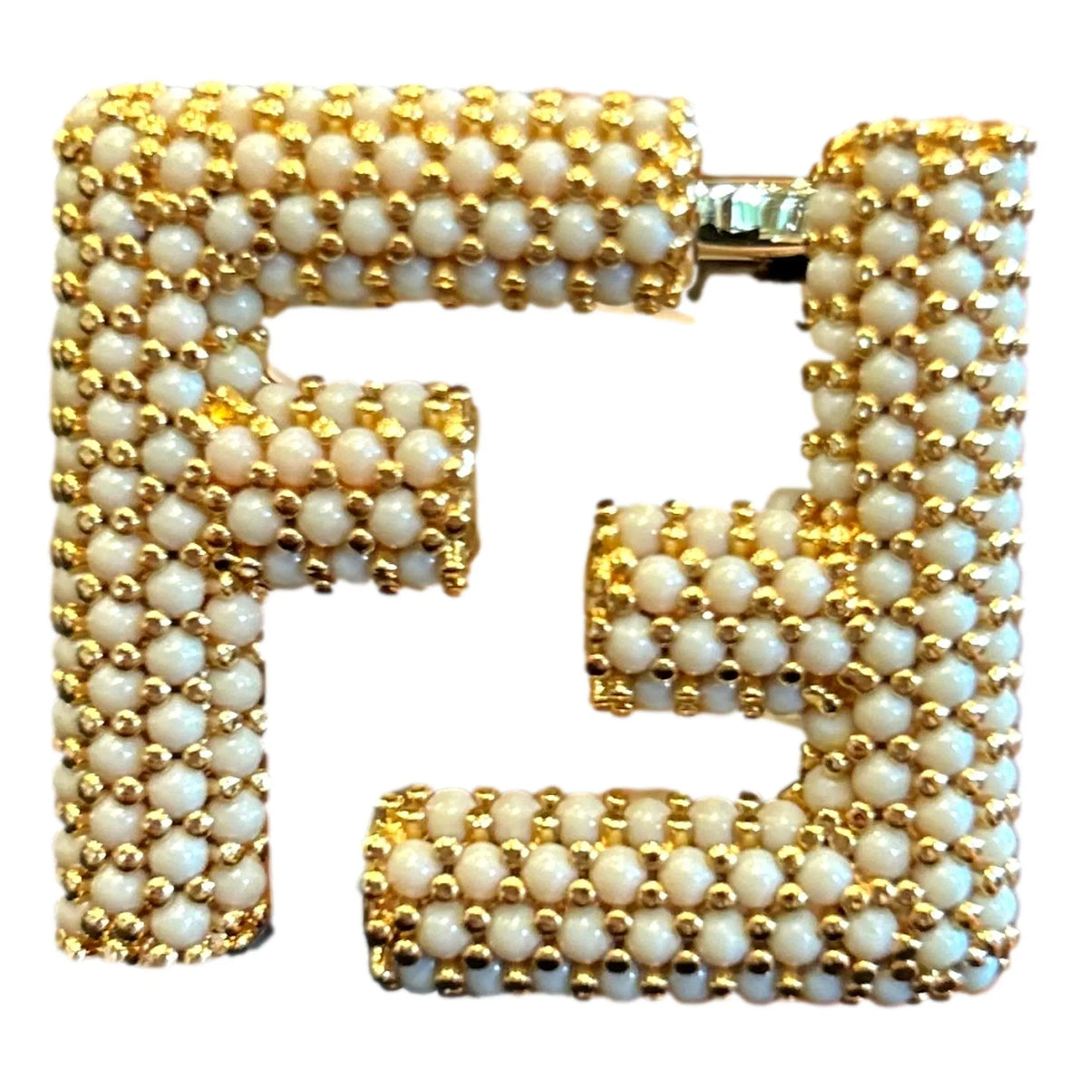 Fendi FF Studded Skinny Ivory Latte Belt Size 85