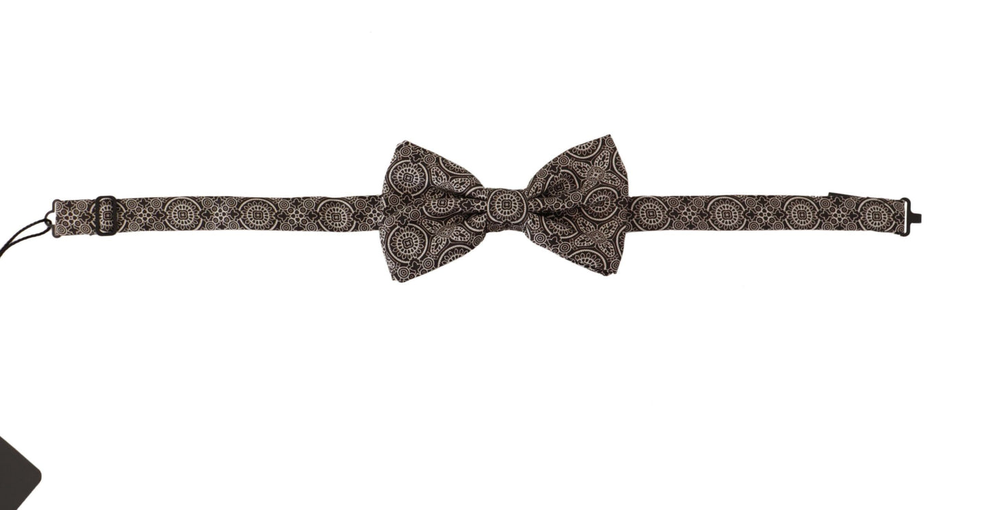 Dolce & Gabbana Elegant Silk Black & White Bow Tie