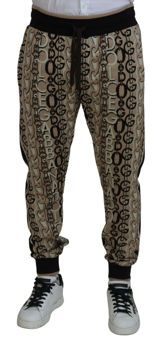 Dolce & Gabbana Elegant Beige Logo Jogger Pants