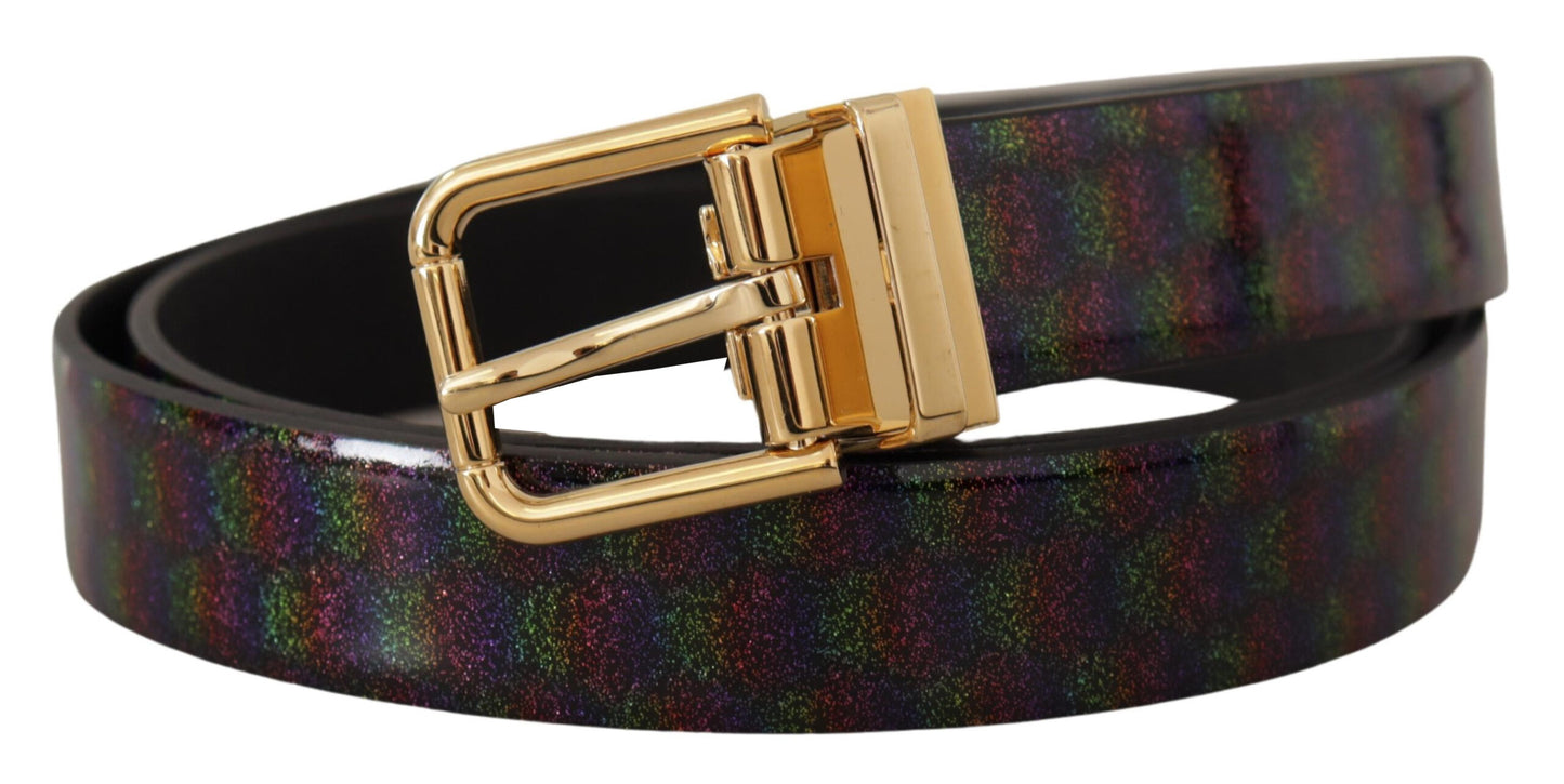 Dolce & Gabbana Elegant Vernice Leather Belt with Silver Buckle