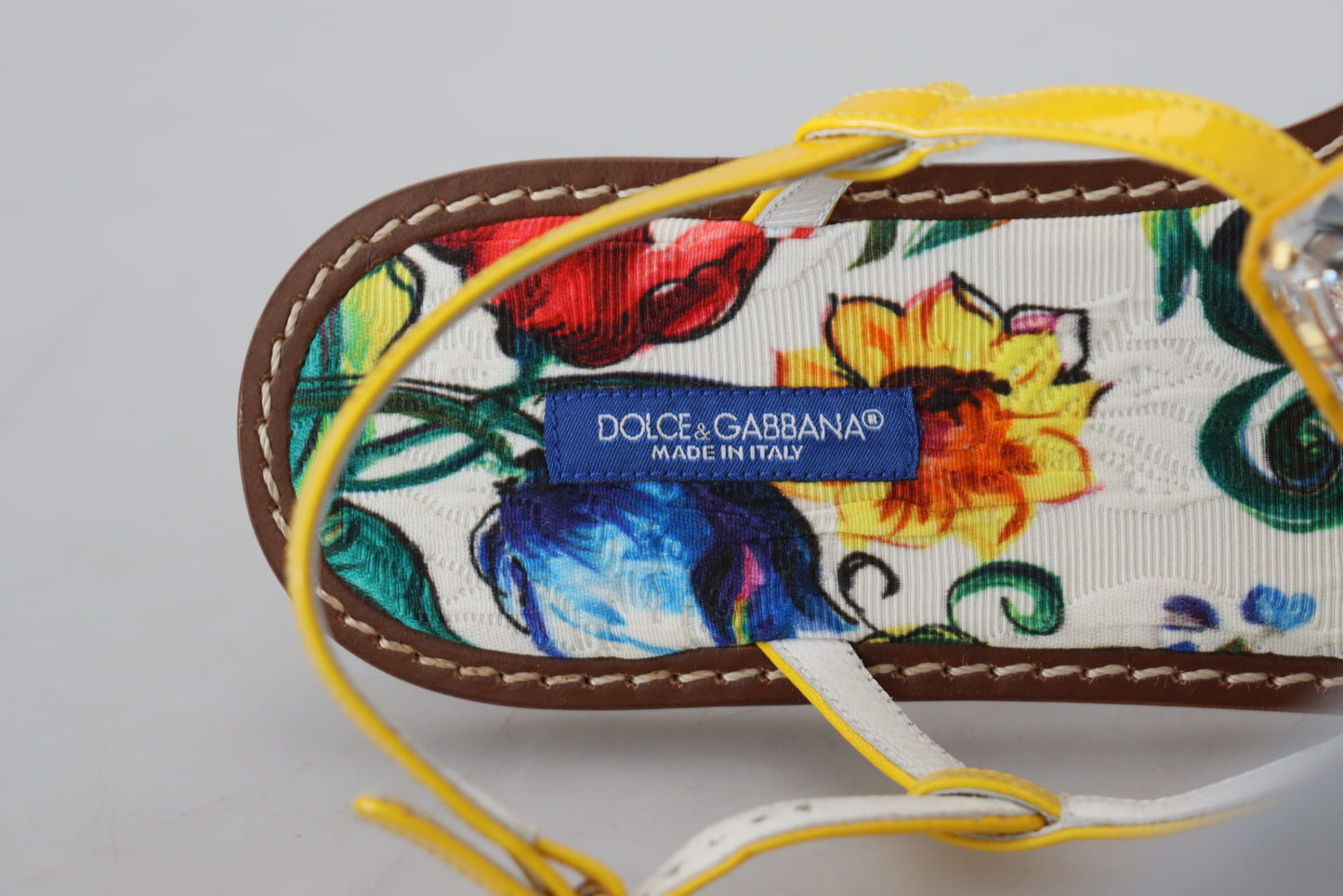 Dolce & Gabbana Majolica Crystal Embellished Leather Sandals