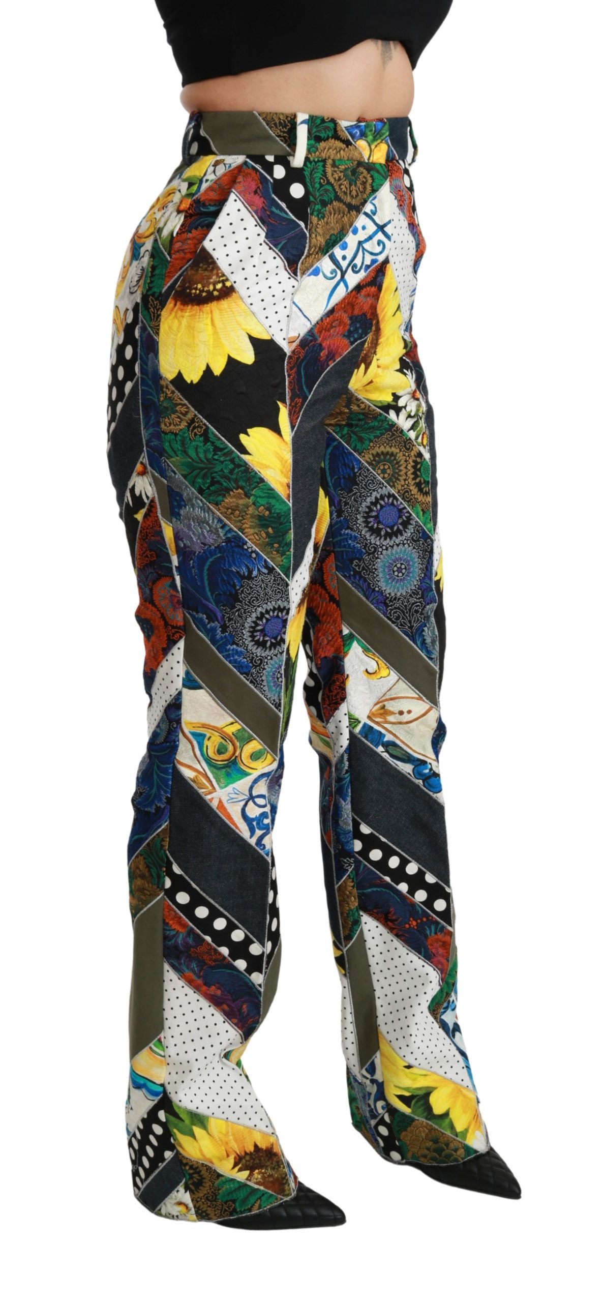 Dolce & Gabbana Elegant High Waist Multicolor Straight Pants