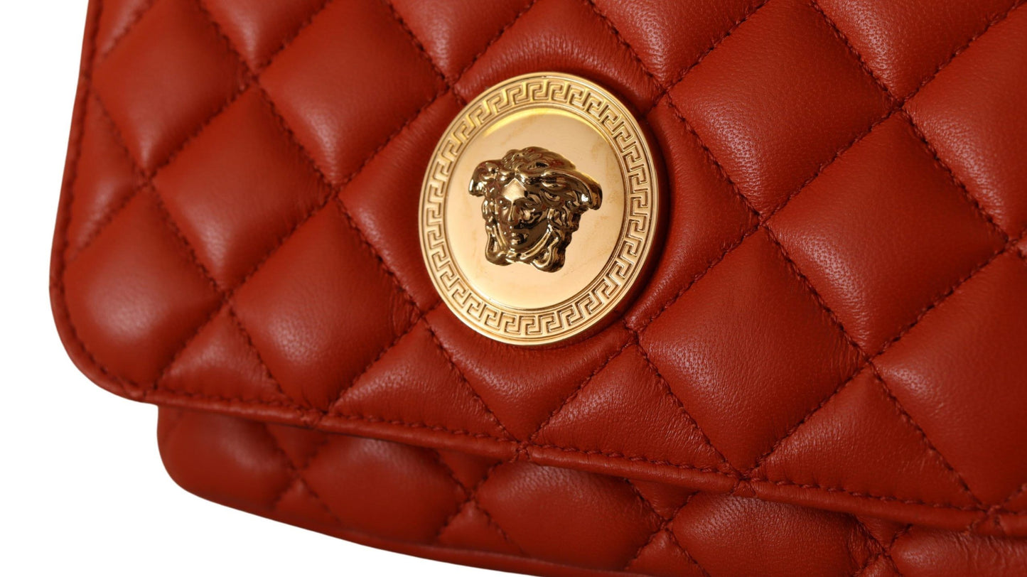 Versace Elegant Red Nappa Leather Crossbody Bag