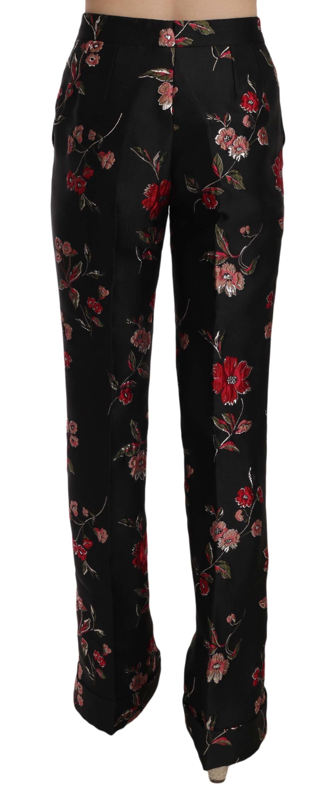 Dolce & Gabbana Elegant Floral Print Boot Cut Trousers