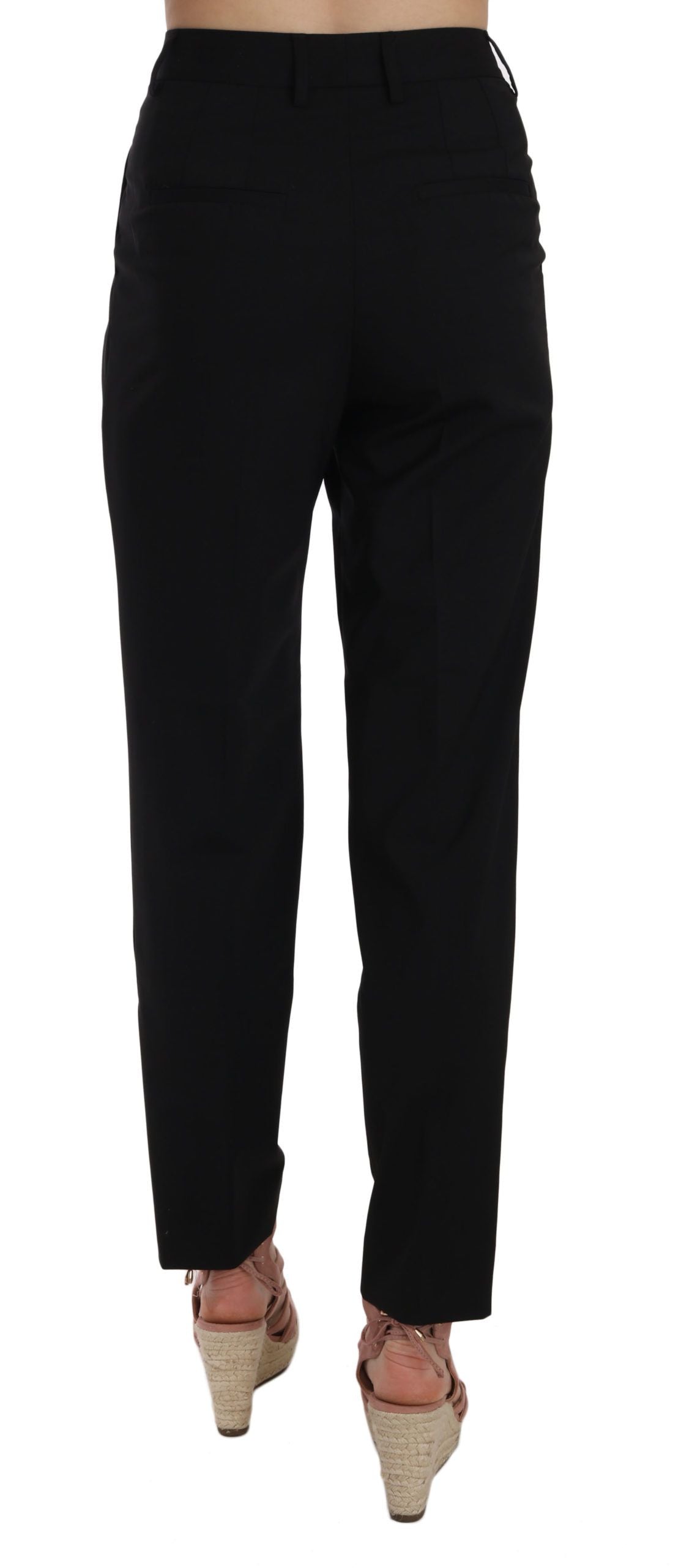 Dolce & Gabbana Elegant Pleated Tapered Black Trousers