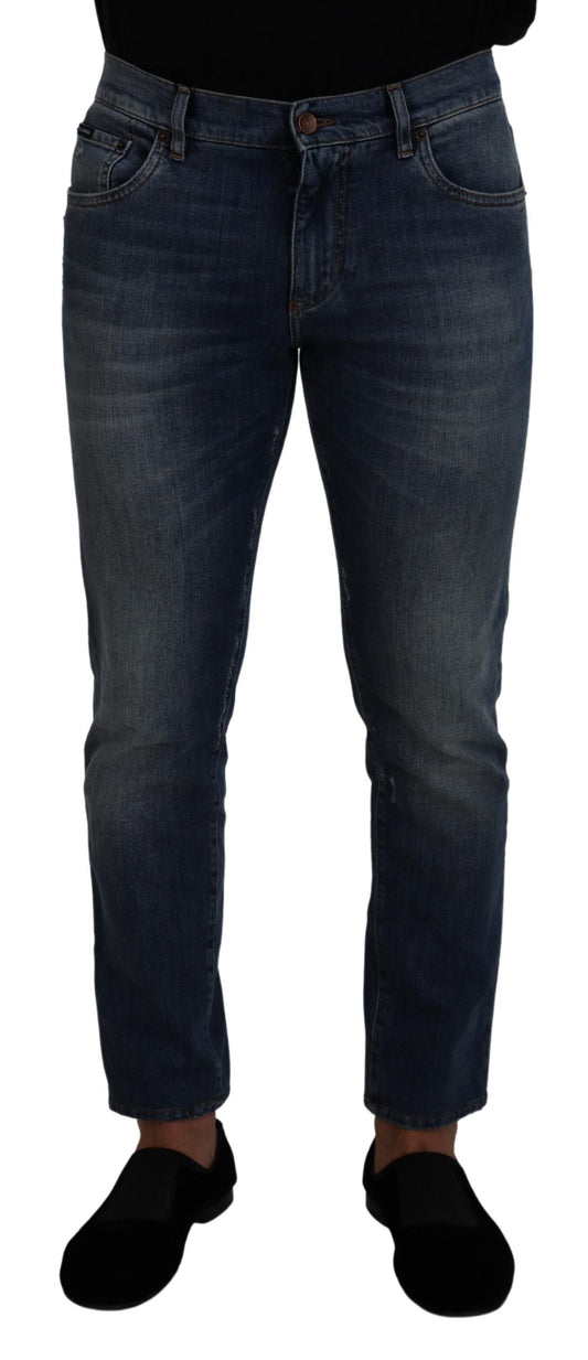 Dolce & Gabbana Elegant Slim-Fit Denim Pants in Blue Washed