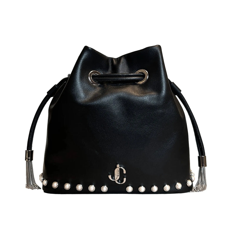 Jimmy Choo Marcheline Pearl Small Bucket Crossbody Bag Black