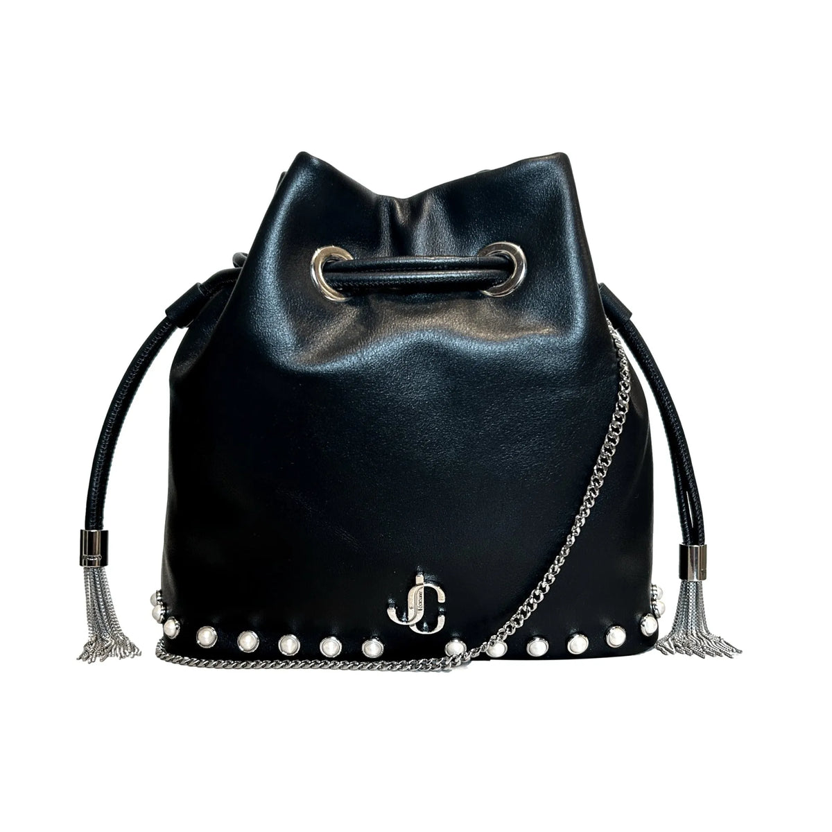 Jimmy Choo Marcheline Pearl Small Bucket Crossbody Bag Black