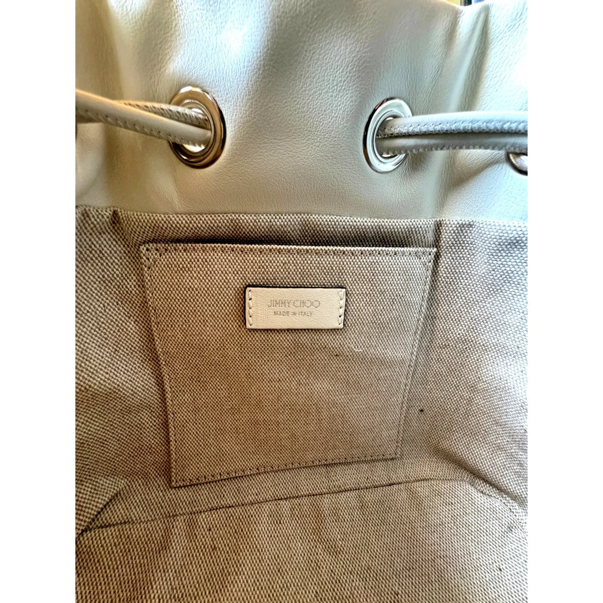 Jimmy Choo Marcheline Pearl Small Bucket Crossbody Bag Ivory