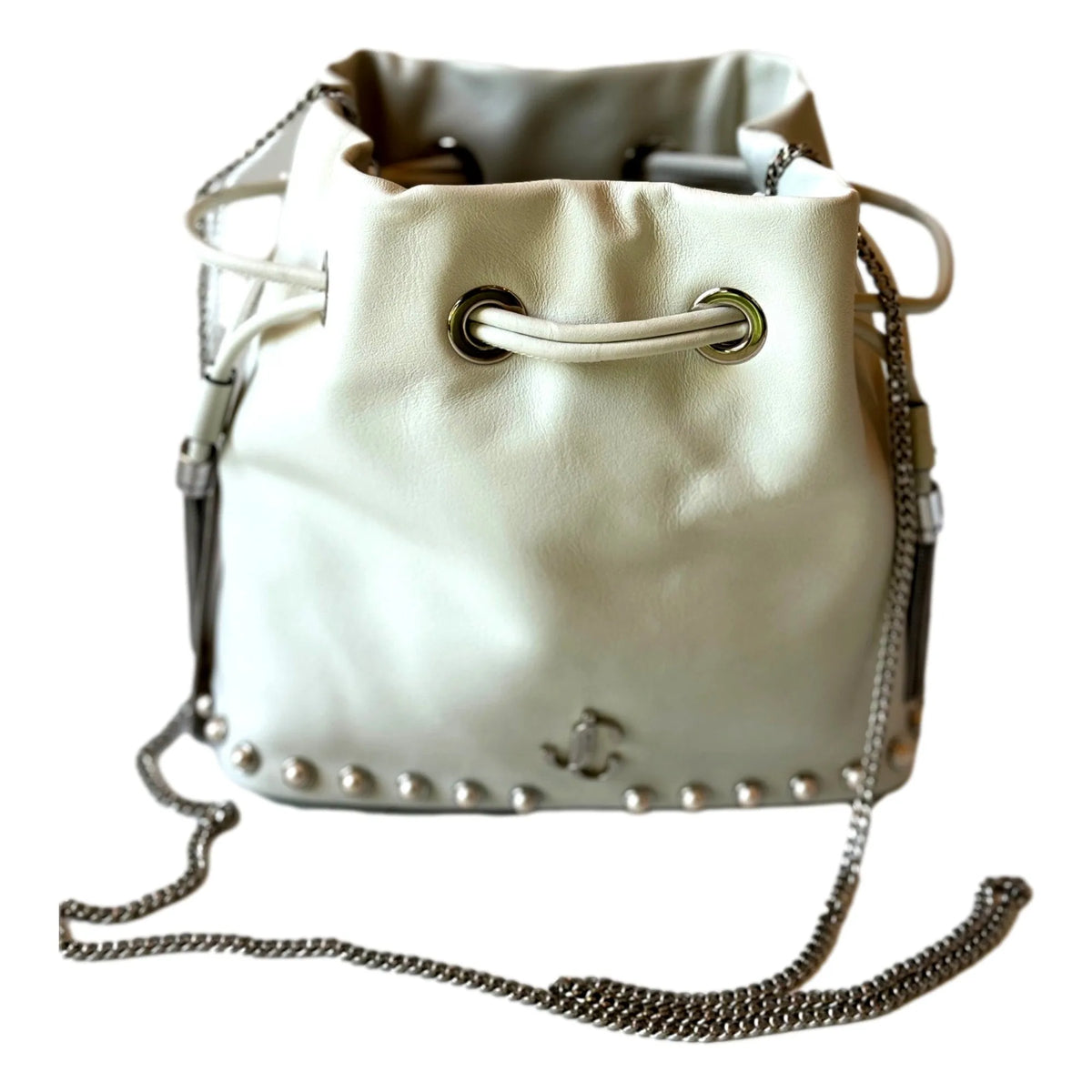 Jimmy Choo Marcheline Pearl Small Bucket Crossbody Bag Ivory