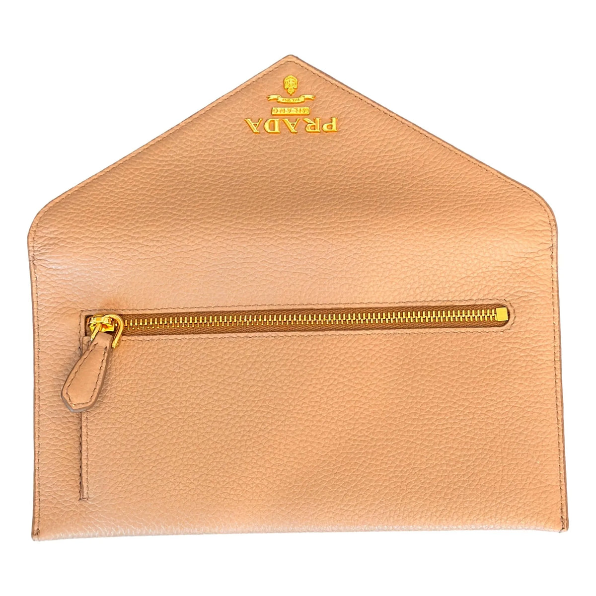 Prada Beige Vitello Grain Leather Long Envelope Wallet