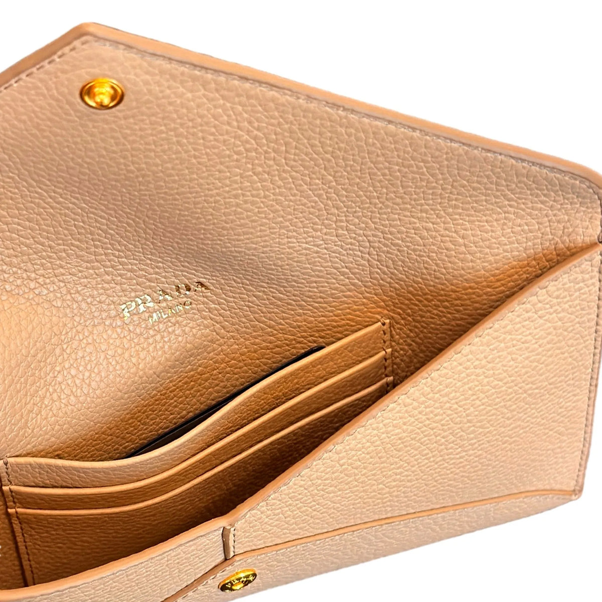 Prada Beige Vitello Grain Leather Long Envelope Wallet