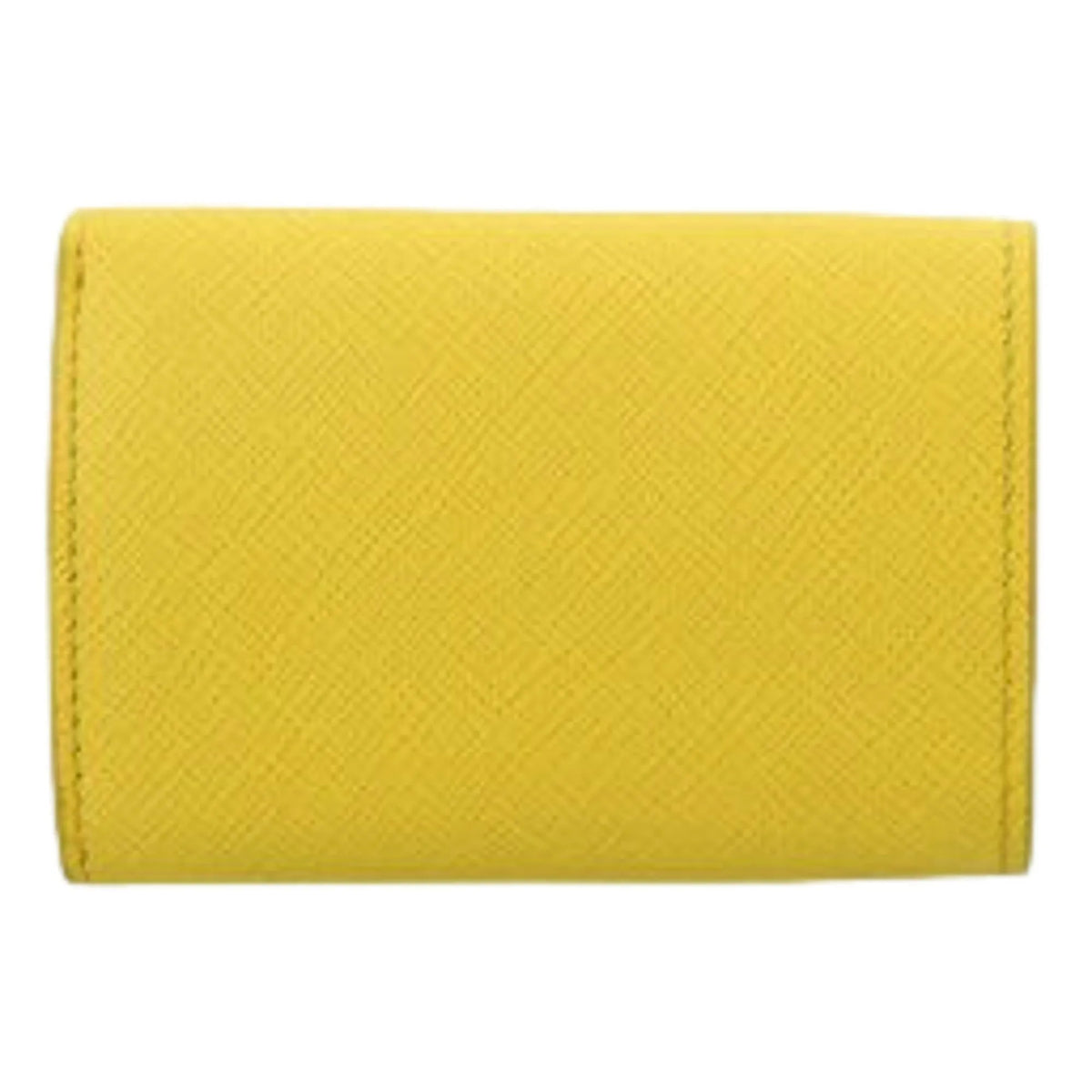 Prada Womens Tri-Fold Saffiano Leather Wallet Sole Yellow Triangle Logo