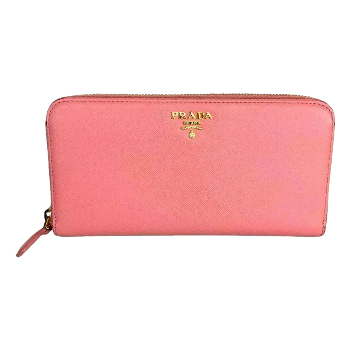 Prada Zip Around Wallet Saffiano Leather Pink Multi-Color Petalo+Pesco