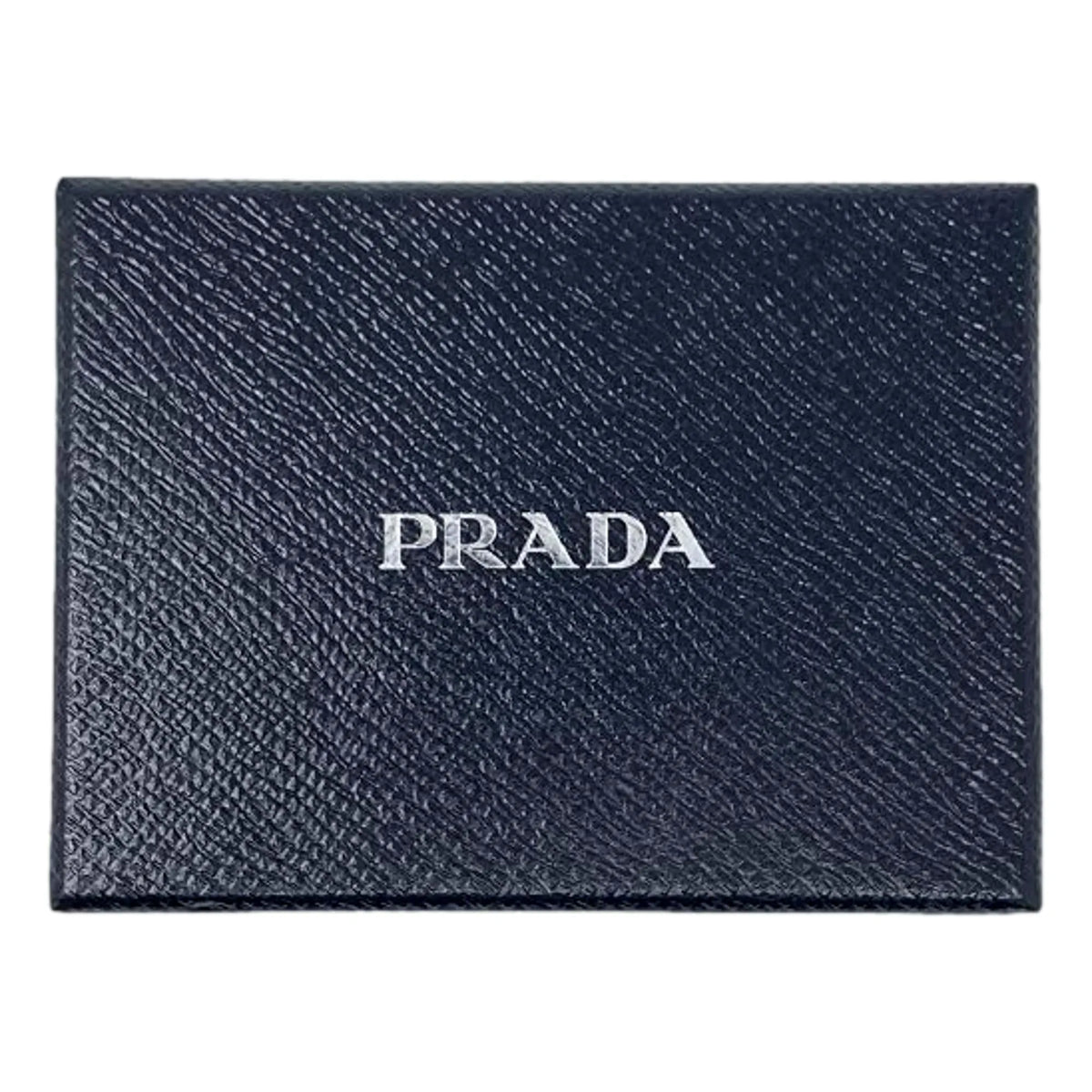 Prada Vitello Move Trifold Compact Wallet Black Leather Logo Plaque