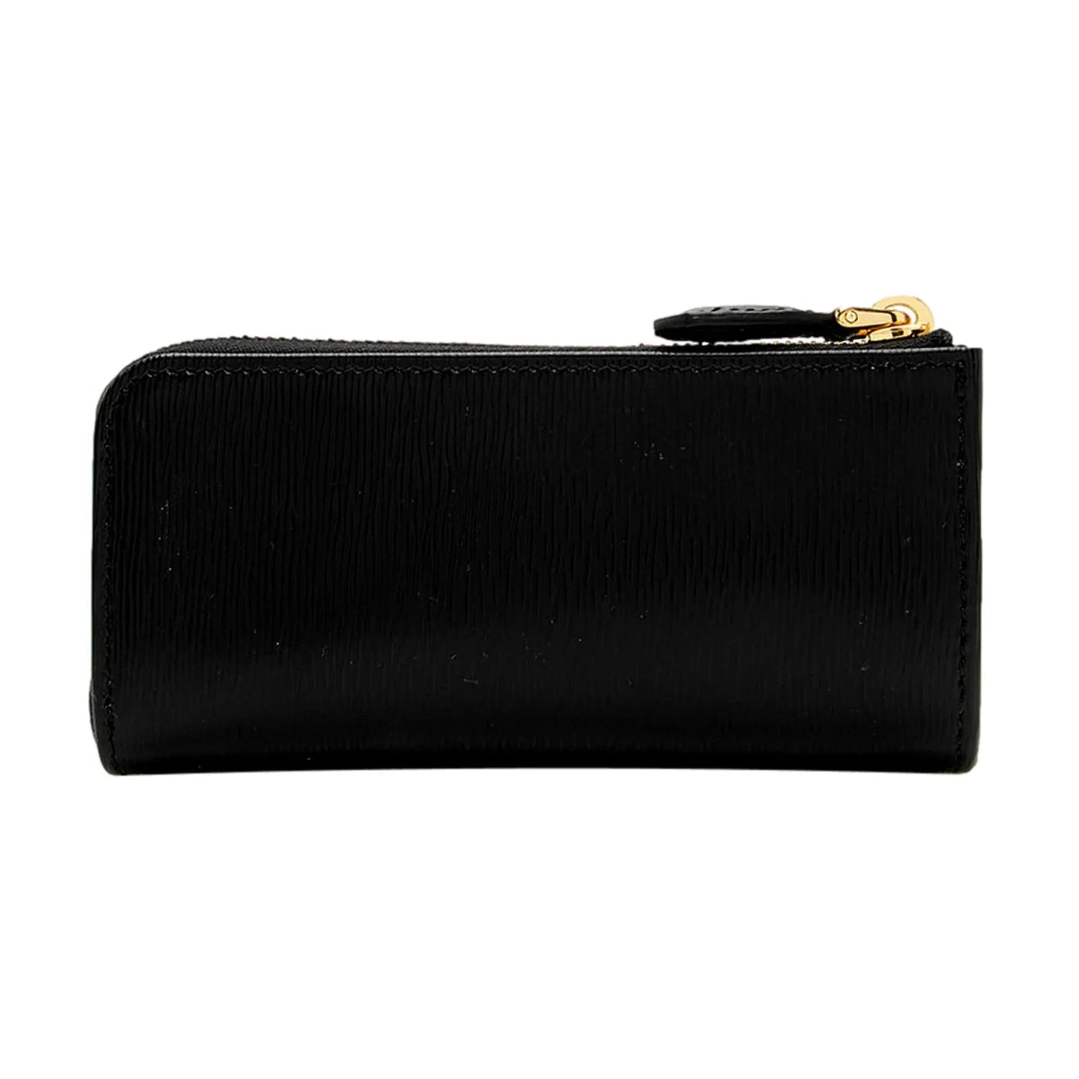 Prada Vitello Move Key Case Holder Wallet Zip Pouch Black Calf Leather