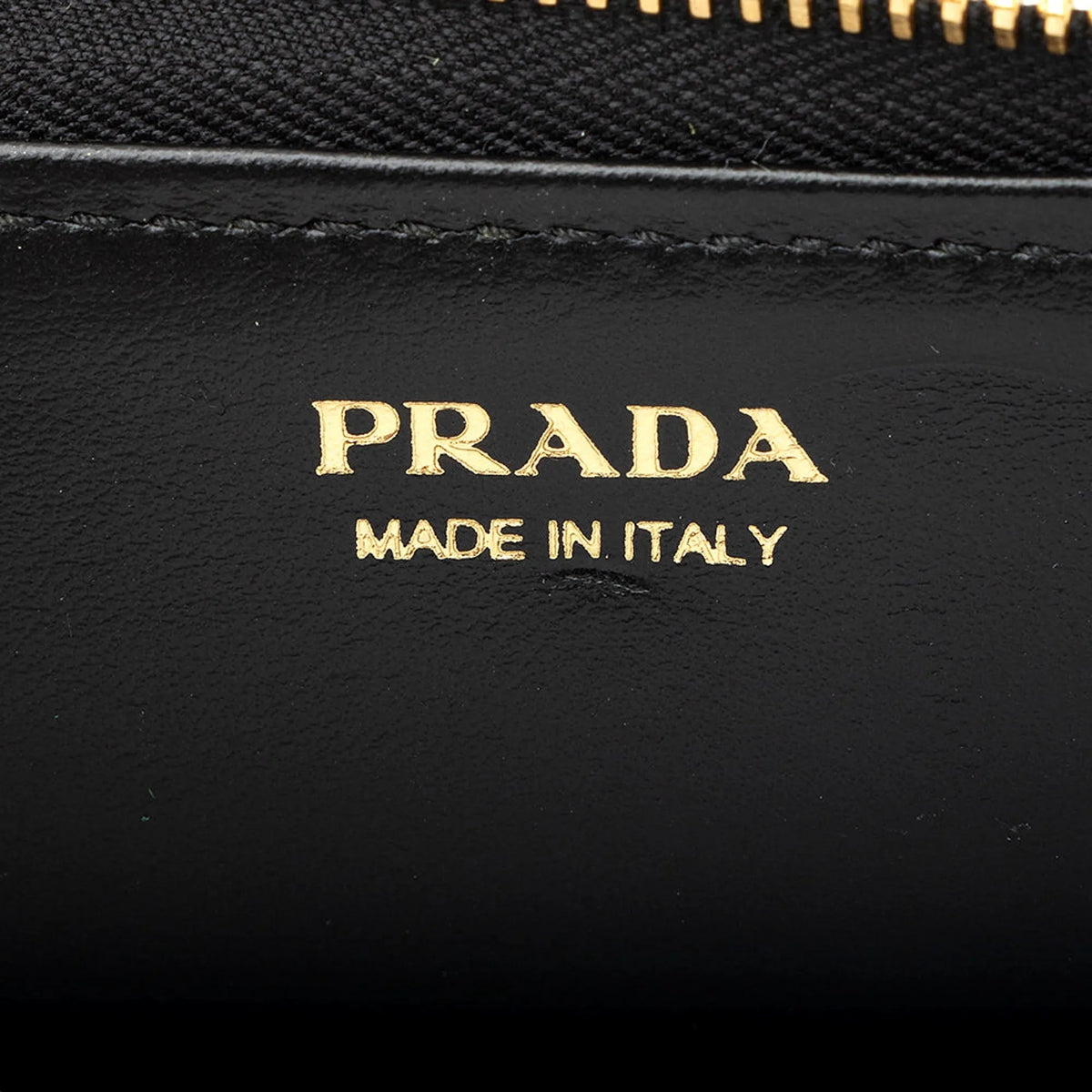 Prada Vitello Move Key Case Holder Wallet Zip Pouch Black Calf Leather