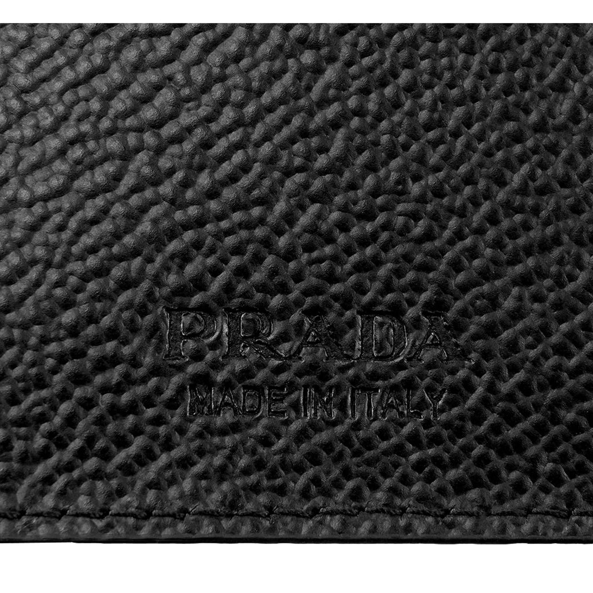 Prada Vitello Micro Grain Black Leather Triangle Logo Bifold Wallet