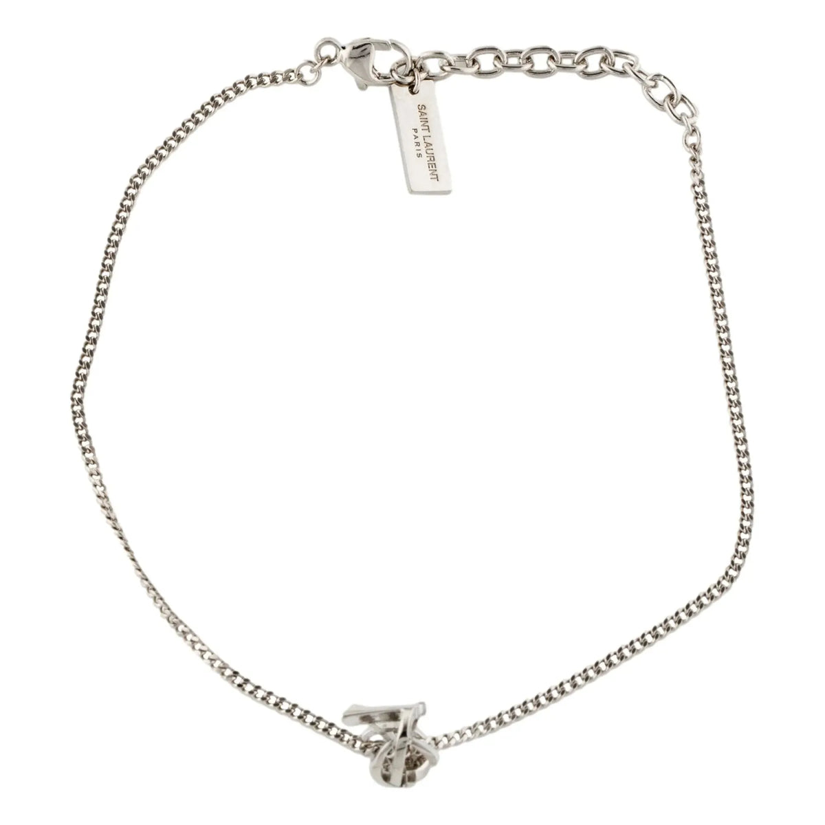 Saint Laurent Monogram Twist Silver Metal Chain Bracelet