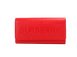 Burberry Porter Red Grained Leather Embossed Continental Clutch Flap Wallet