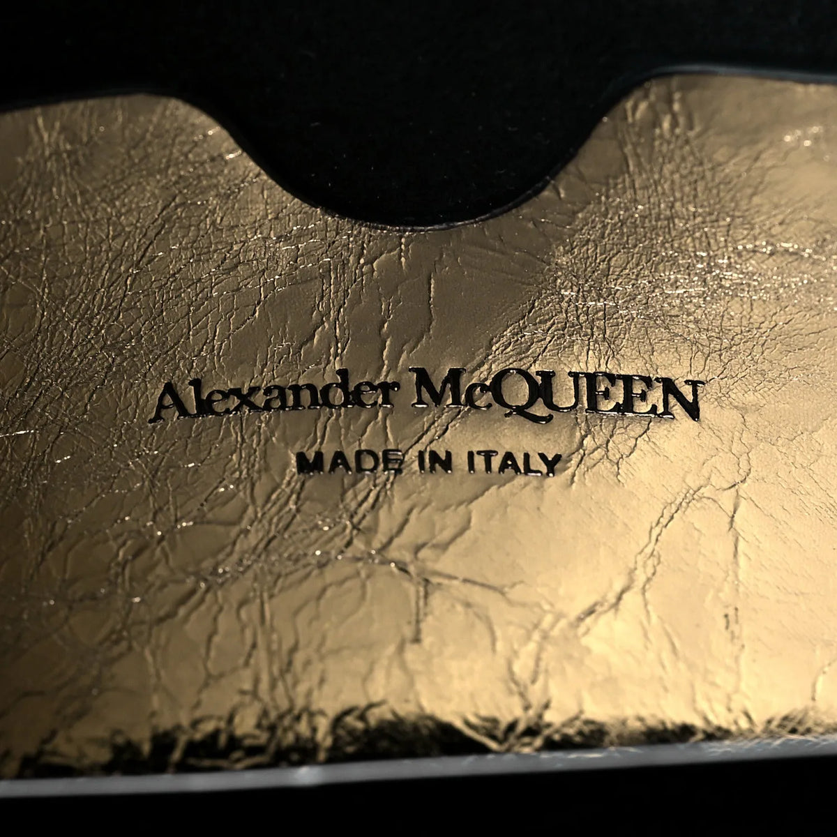 Alexander McQueen Small Story Gold Crash Calf Leather Shoulder Bag