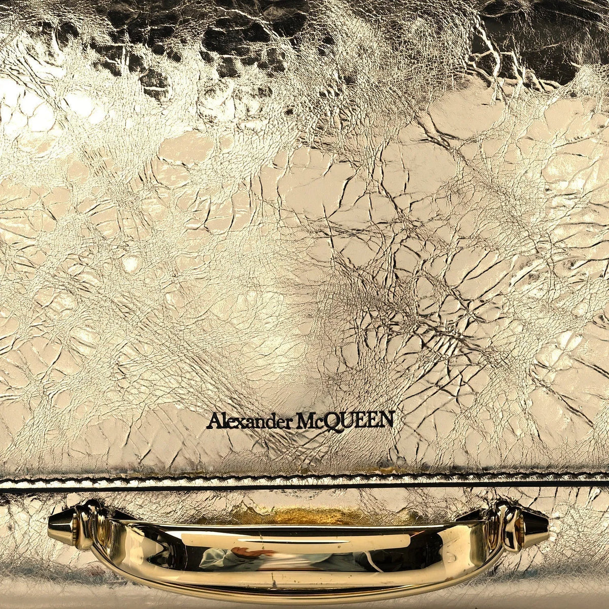 Alexander McQueen Small Story Gold Crash Calf Leather Shoulder Bag