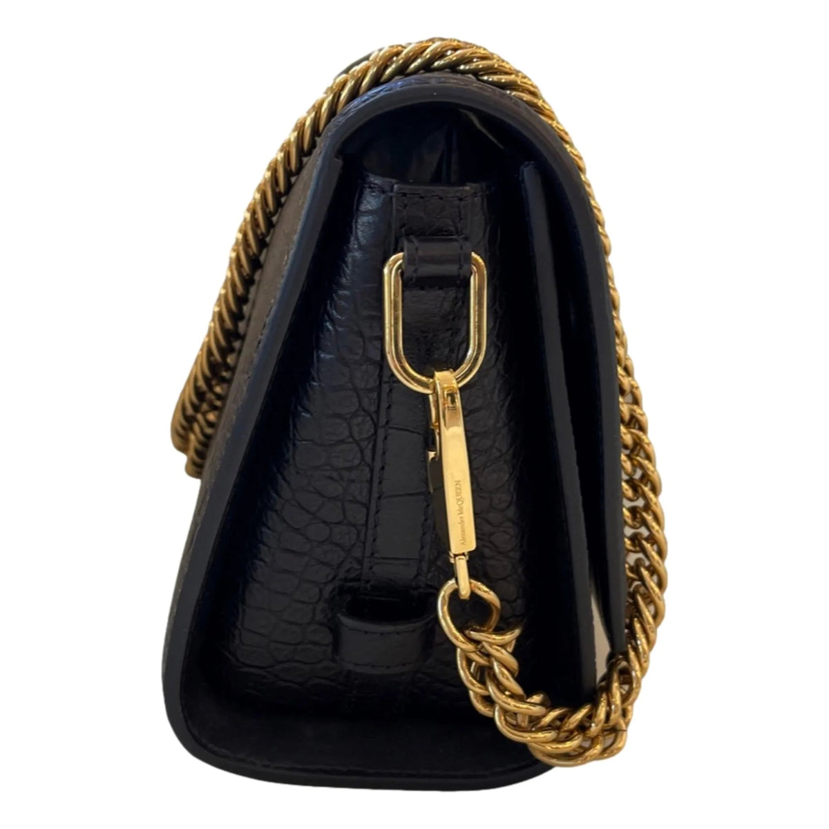 Alexander McQueen / The Black Leather Croc Shoulder Bag - Handbags - Clayton's Online Store