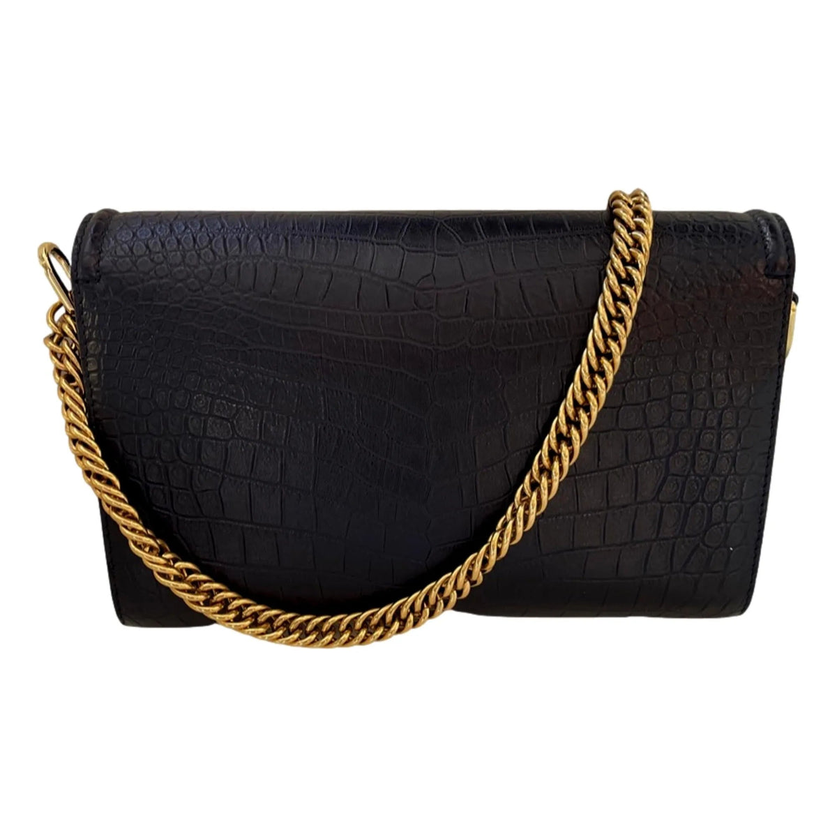 Alexander McQueen / The Black Leather Croc Shoulder Bag - Handbags - Clayton's Online Store