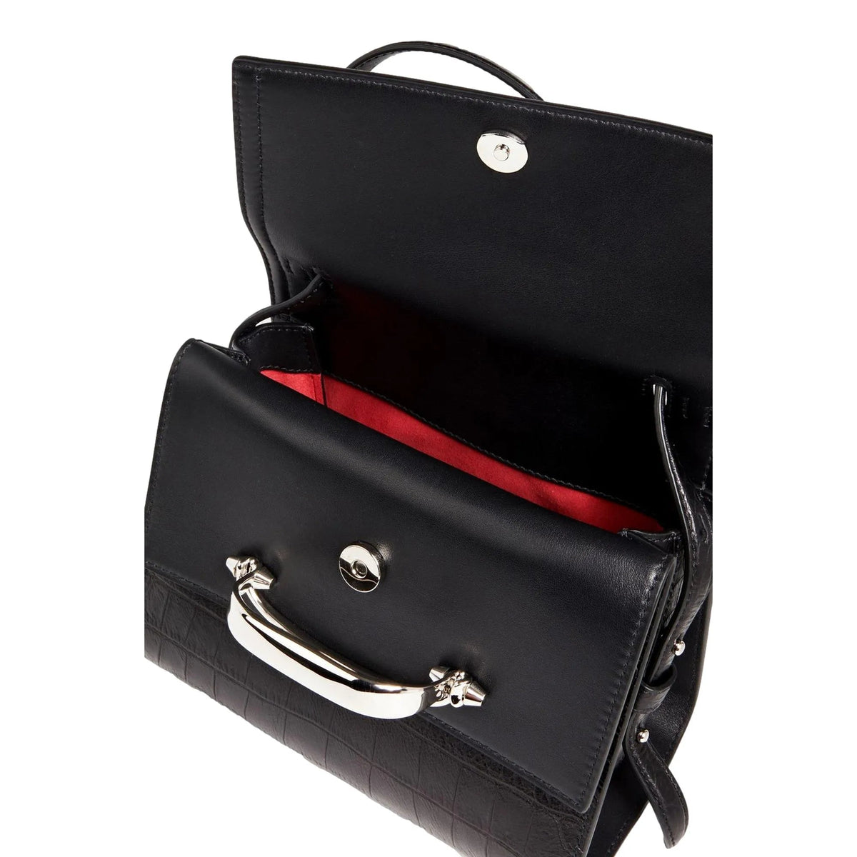 Alexander McQueen / The Croc Print Leather Black Satchel - Handbags - Clayton's Online Store