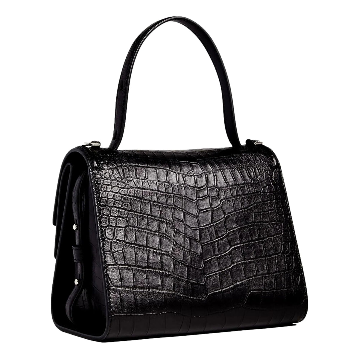 Alexander McQueen / The Croc Print Leather Black Satchel - Handbags - Clayton's Online Store