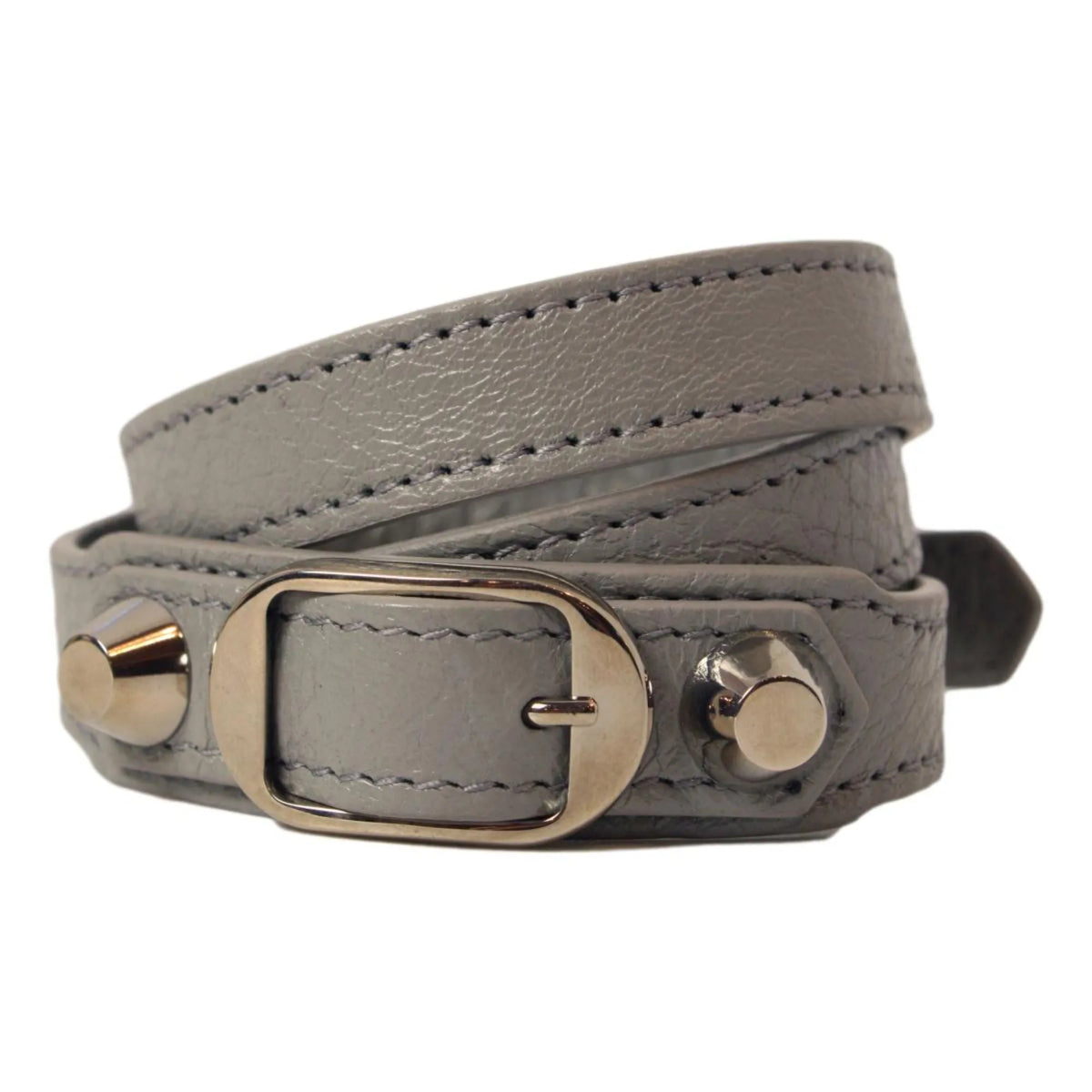 Balenciaga Arena Grey Lambskin Leather Wrap Bracelet