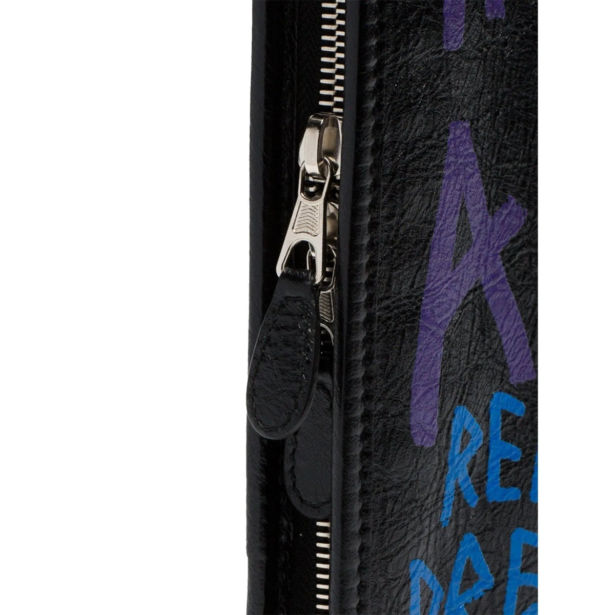 Balenciaga Bazar Graffiti Purple Blue Black Arena Leather Pouch