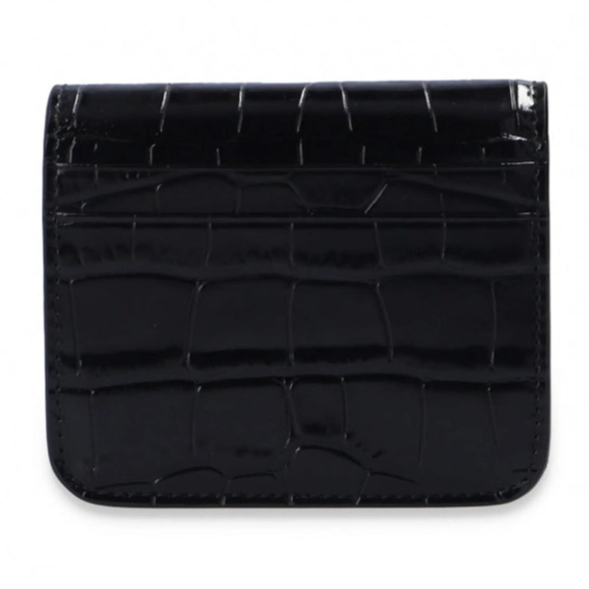 Balenciaga Black Calf Leather Crocodile Embossed Wallet