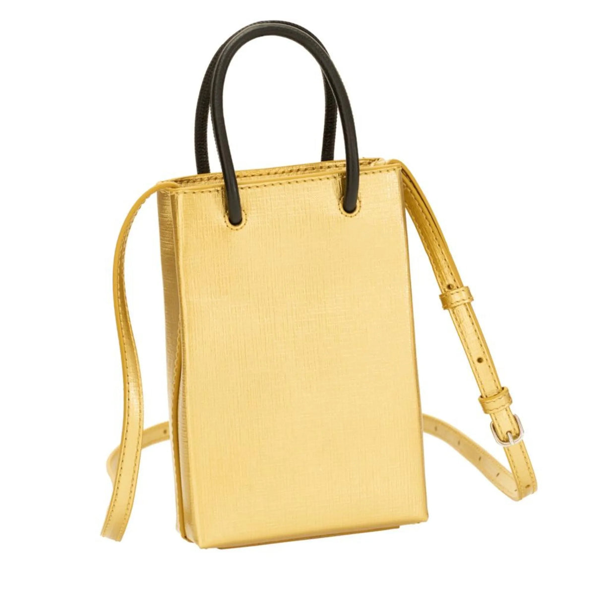 Balenciaga Gold Calfskin Leather Shopper Cross Body Bag